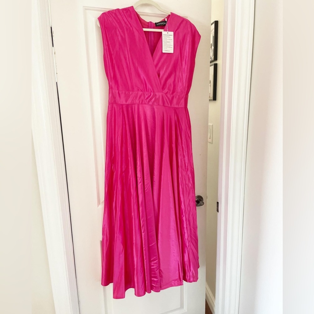 Never worn Hot pink silk maxi dress!